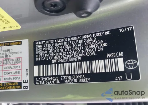 2018 Toyota C-Hr Xle Premium z USA, uszkodzony, nr VIN NMTKHMBX1JR040779